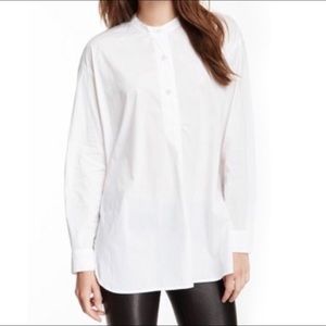 Vince 10 White Wide Placket Long Sleeve Shirt